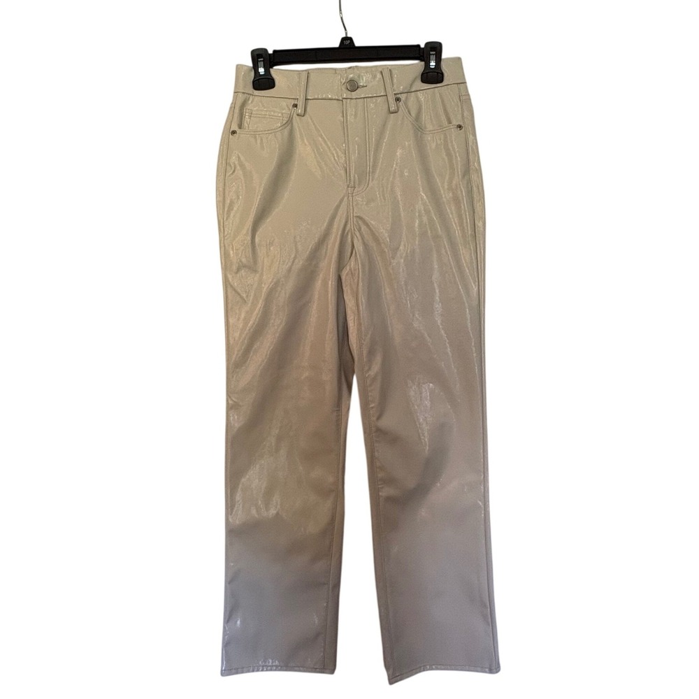 Good American Bone Faux Patent Leather Straight Pants‎ 2/26 Clean Girl Minimal